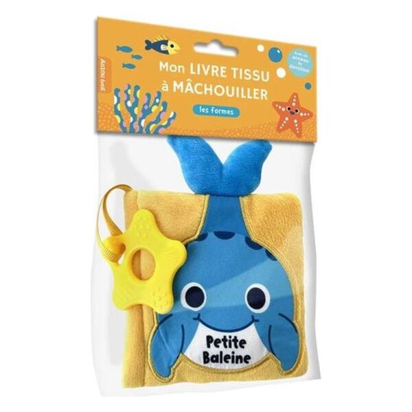 LIVRE TISSU A MÂCHOUILLER - PETITE BALEINE (Les formes)