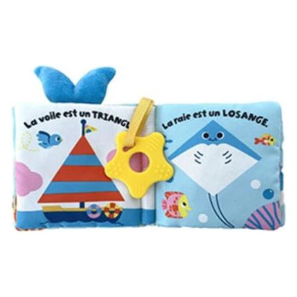 LIVRE TISSU A MÂCHOUILLER - PETITE BALEINE (Les formes)