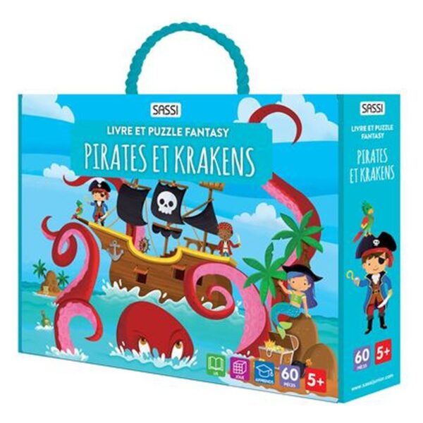 Livre et puzzle fantasy - Pirates et le Kraken