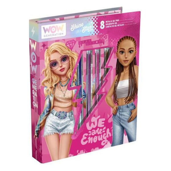 CARNET DE COLORIAGE AVEC 8 STYLOS GEL MÉTALLIQUES